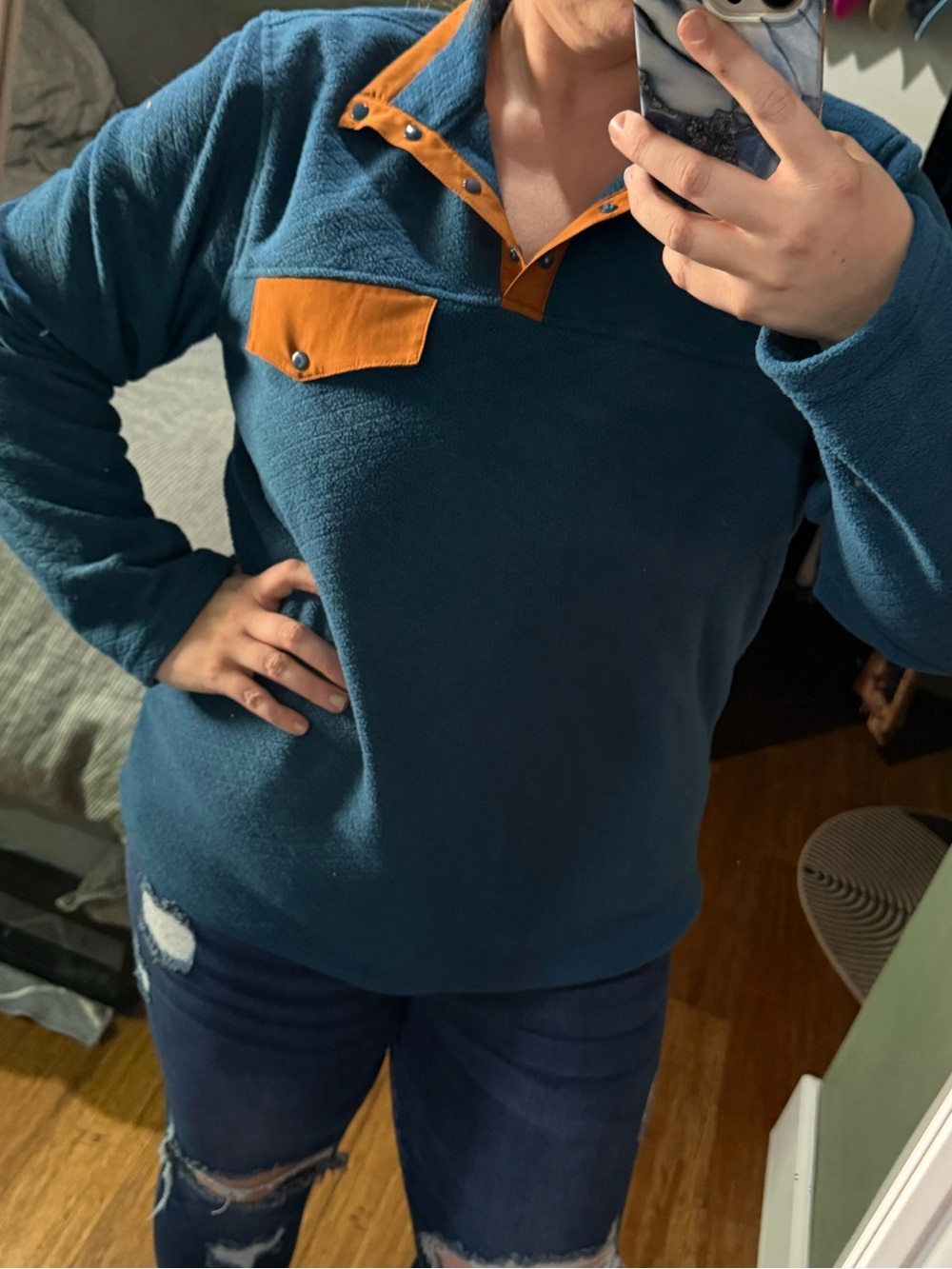 ZYIA ACTIVE Wicked Teal Quilted Fleece Pullover | Snap Neck Cozy Sweatshirt